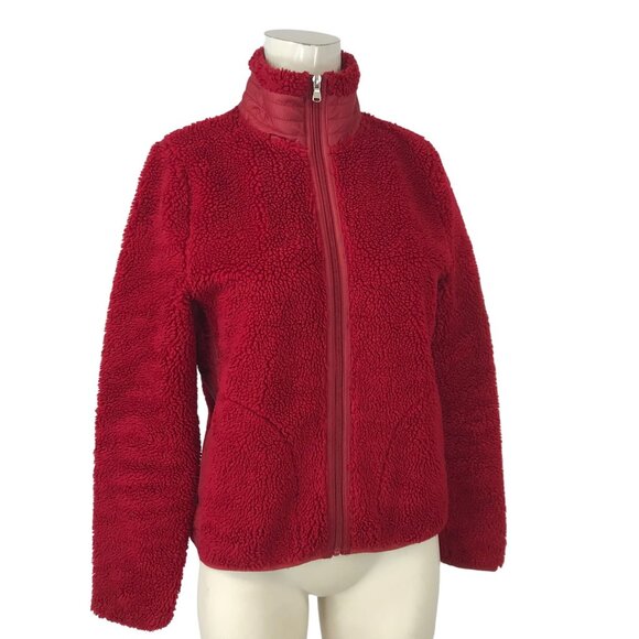LAUREN RALPH LAUREN ~ WOMENS XS ~ RED FLEECE FULL ZIP JACKET - Picture 1 of 6